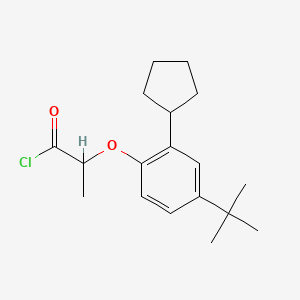 molecular formula C18H25ClO2 B12687484 2-(2-Cyclopentyl-4-(1,1-dimethylethyl)phenoxy)propionyl chloride CAS No. 85222-96-4