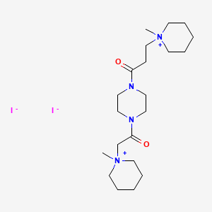 molecular formula C21H40I2N4O2 B12687486 Piperidinium, 1-methyl-1-(3-(4-((1-methylpiperidinio)acetyl)-1-piperazinyl)-3-oxopropyl)-, diiodide CAS No. 88514-23-2