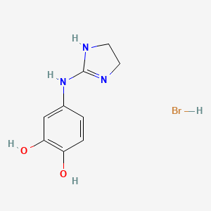 molecular formula C9H12BrN3O2 B12687503 4-((4,5-Dihydro-1H-imidazol-2-yl)amino)pyrocatechol monohydrobromide CAS No. 75594-10-4
