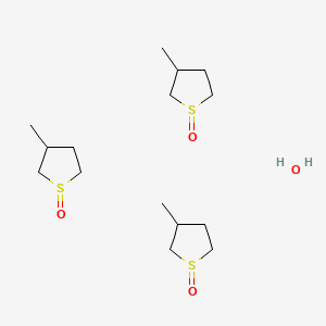 molecular formula C15H32O4S3 B12687518 Tetrahydro-3-methylthiophene 1-oxide hydrate CAS No. 93111-02-5