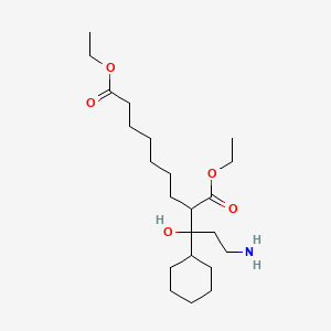 molecular formula C22H41NO5 B12687572 Diethyl 2-(3-amino-1-cyclohexyl-1-hydroxypropyl)nonanedioate CAS No. 93942-58-6