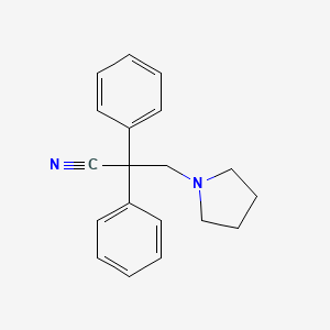molecular formula C19H20N2 B12687724 2,2-Diphenyl-3-(1-pyrrolidino)propionitrile CAS No. 34604-62-1