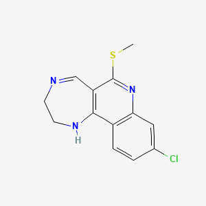 molecular formula C13H12ClN3S B12687777 9-Chloro-2,3-dihydro-1H-(1,4)diazepino(6,5-c)quinolin-6-yl methyl sulfide CAS No. 65482-47-5