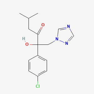 molecular formula C15H18ClN3O2 B12687786 3-Hexanone, 2-(4-chlorophenyl)-2-hydroxy-5-methyl-1-(1H-1,2,4-triazol-1-yl)- CAS No. 107658-92-4