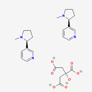molecular formula C26H36N4O7 B12687817 Bis((S)-nicotine) citrate CAS No. 94006-00-5