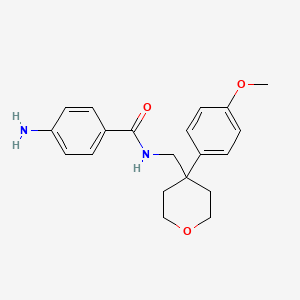 molecular formula C20H24N2O3 B1268789 4-amino-N-((4-(4-methoxyphenyl)tetrahydro-2H-pyran-4-yl)methyl)benzamide 