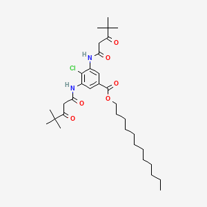 molecular formula C33H51ClN2O6 B12687970 Dodecyl 4-chloro-3,5-bis[(4,4-dimethyl-1,3-dioxopentyl)amino]benzoate CAS No. 68588-50-1