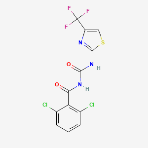 molecular formula C12H6Cl2F3N3O2S B12688012 Benzamide, 2,6-dichloro-N-(((4-(trifluoromethyl)-2-thiazolyl)amino)carbonyl)- CAS No. 71601-37-1
