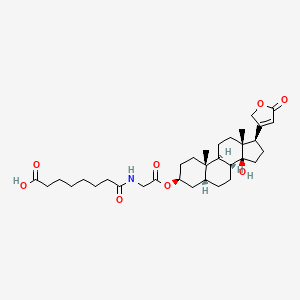 molecular formula C33H49NO8 B12688032 Card-20(22)-enolide, 3-((((7-carboxy-1-oxohexyl)amino)acetyl)oxy)-14-hydroxy-, (3-beta,5-beta)- CAS No. 81072-23-3