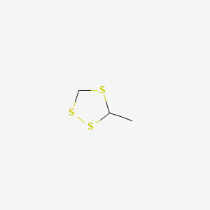 molecular formula C3H6S3 B12688050 3-Methyl-1,2,4-trithiolane CAS No. 51647-38-2