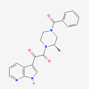 molecular formula C21H20N4O3 B12688177 Piperazine, 4-benzoyl-1-(1,2-dioxo-2-(1H-pyrrolo(2,3-b)pyridin-3-yl)ethyl)-2-methyl-, (2S)- CAS No. 357262-66-9