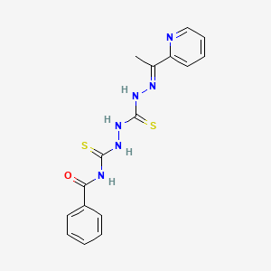 molecular formula C16H16N6OS2 B12688221 Carbonothioic dihydrazide, N''-((benzoylamino)thioxomethyl)-N'''-((1E)-1-(2-pyridinyl)ethylidene)- CAS No. 127142-08-9