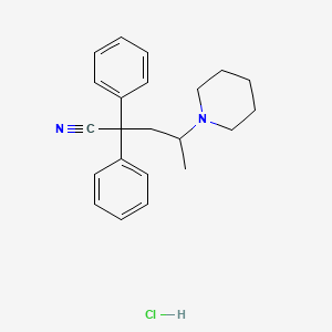 molecular formula C22H27ClN2 B12688297 gamma-Methyl-alpha,alpha-diphenylpiperidine-1-butyronitrile monohydrochloride CAS No. 93942-55-3