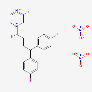 molecular formula C20H20F2N4O6 B12688302 1-(4,4-Bis(4-fluorophenyl)butyl)piperazinediylium dinitrate CAS No. 83898-36-6