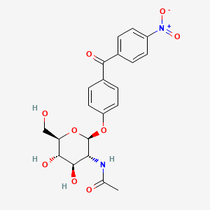 molecular formula C21H22N2O9 B12688330 Methanone, (4-((2-(acetylamino)-2-deoxy-beta-D-glucopyranosyl)oxy)phenyl)(4-nitrophenyl)-, hydrate CAS No. 83357-15-7