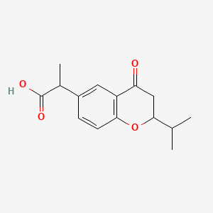 molecular formula C15H18O4 B12688339 2H-1-Benzopyran-6-acetic acid, 3,4-dihydro-alpha-methyl-2-(1-methylethyl)-4-oxo- CAS No. 58282-60-3
