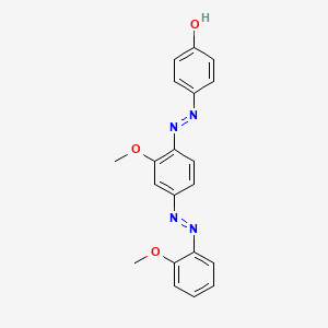 molecular formula C20H18N4O3 B12688351 p-((2-Methoxy-4-((2-methoxyphenyl)azo)phenyl)azo)phenol CAS No. 85136-55-6