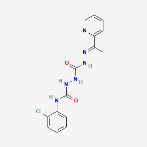 molecular formula C15H15ClN6O2 B12688376 Carbonic dihydrazide, N''-(((2-chlorophenyl)amino)carbonyl)-N'''-((1E)-1-(2-pyridinyl)ethylidene)- CAS No. 140835-42-3