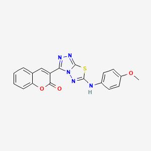 molecular formula C19H13N5O3S B12688461 2H-1-Benzopyran-2-one, 3-(6-((4-methoxyphenyl)amino)-1,2,4-triazolo(3,4-b)(1,3,4)thiadiazol-3-yl)- CAS No. 159929-74-5