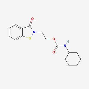 molecular formula C16H20N2O3S B12688482 2-(3-oxo-1,2-benzothiazol-2-yl)ethyl N-cyclohexylcarbamate CAS No. 199172-76-4