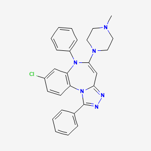 molecular formula C27H25ClN6 B12688489 6H-(1,2,4)Triazolo(4,3-a)(1,5)benzodiazepine, 8-chloro-1,6-diphenyl-5-(4-methyl-1-piperazinyl)- CAS No. 153901-59-8