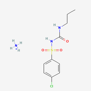 molecular formula C10H17ClN3O3S+ B12688503 Ammonium 4-chloro-N-(N-propylcarbamoyl)benzenesulphonamidate CAS No. 77164-68-2