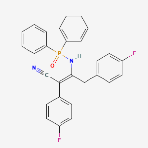 molecular formula C28H21F2N2OP B12688553 N-(2-Cyano-1-(4-fluorobenzyl)-2-(4-fluorophenyl)vinyl)-P,P-diphenylphosphinic amide CAS No. 21434-03-7