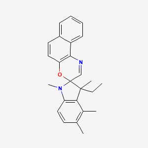 molecular formula C25H26N2O B12688561 Spiro(2H-indole-2,3'-(3H)naphth(2,1-b)(1,4)oxazine), 3-ethyl-1,3-dihydro-1,3,4,5-tetramethyl- CAS No. 107583-59-5