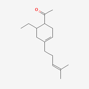 molecular formula C16H26O B12688595 1-(6-Ethyl-4-(4-methylpent-3-enyl)cyclohex-3-en-1-yl)ethan-1-one CAS No. 94278-30-5