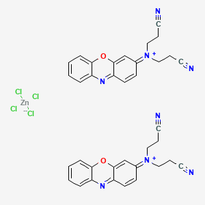 molecular formula C36H30Cl4N8O2Zn B12688615 bis(2-cyanoethyl)-phenoxazin-3-ylideneazanium;tetrachlorozinc(2-) CAS No. 84057-77-2