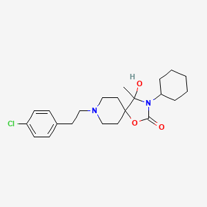 molecular formula C22H31ClN2O3 B12688682 1-Oxa-3,8-diazaspiro(4.5)decan-2-one, 8-(2-(4-chlorophenyl)ethyl)-3-cyclohexyl-4-hydroxy-4-methyl- CAS No. 134069-61-7