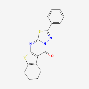 molecular formula C17H13N3OS2 B12688730 10H-(1)Benzothieno(2,3-d)(1,3,4)thiadiazolo(3,2-a)pyrimidin-10-one, 6,7,8,9-tetrahydro-2-phenyl- CAS No. 88753-94-0
