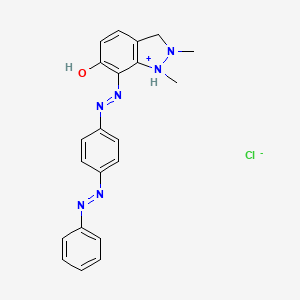 molecular formula C21H21ClN6O B12688743 6-Hydroxy-1,2-dimethyl-7-((4-(phenylazo)phenyl)azo)-1H-indazolium chloride CAS No. 94108-30-2