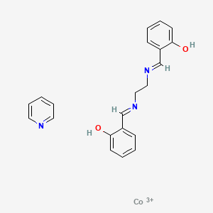 molecular formula C21H21CoN3O2+3 B12688774 Cobalt, ((alpha,alpha'-(ethylenedinitrilo)di-o-cresolato)(2-))(pyridine)-, stereoisomer CAS No. 30227-50-0