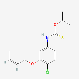 molecular formula C14H18ClNO2S B12688813 Carbamothioic acid, (3-(2-butenyloxy)-4-chlorophenyl)-, O-(1-methylethyl) ester, (Z)- CAS No. 165549-67-7
