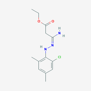 molecular formula C13H18ClN3O2 B12688818 Ethyl 3-(2-(2-chloro-4,6-dimethylphenyl)hydrazino)-3-iminopropionate CAS No. 93919-54-1