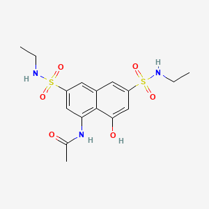 molecular formula C16H21N3O6S2 B12688825 Acetamide, N-(3,6-bis((ethylamino)sulfonyl)-8-hydroxy-1-naphthalenyl)- CAS No. 63907-44-8
