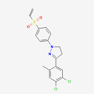 molecular formula C18H16Cl2N2O2S B12688908 3-(4,5-Dichloro-o-tolyl)-4,5-dihydro-1-(4-(vinylsulphonyl)phenyl)-1H-pyrazole CAS No. 35441-15-7