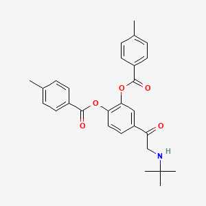 molecular formula C28H29NO5 B12688974 4-(((1,1-Dimethylethyl)amino)acetyl)-1,2-phenylene di-p-toluate CAS No. 47749-96-2