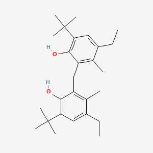 molecular formula C27H40O2 B12689065 2,2'-Methylenebis(6-(1,1-dimethylethyl)-4-ethyl-m-cresol) CAS No. 93803-63-5