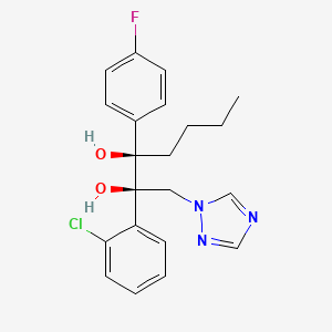 molecular formula C21H23ClFN3O2 B12689078 2,3-Heptanediol, 2-(2-chlorophenyl)-3-(4-fluorophenyl)-1-(1H-1,2,4-triazol-1-yl)-, (2R,3R)- CAS No. 107680-25-1