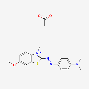 molecular formula C17H19N4OS.C2H3O2<br>C19H22N4O3S B12689084 2-((4-(Dimethylamino)phenyl)azo)-6-methoxy-3-methylbenzothiazoliumacetate CAS No. 83968-82-5