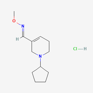 molecular formula C12H21ClN2O B12689101 3-Pyridinecarboxaldehyde, 1,2,5,6-tetrahydro-1-cyclopentyl-, O-methyloxime, monohydrochloride,(E)- CAS No. 139886-09-2