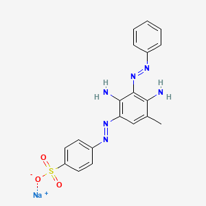 molecular formula C19H17N6NaO3S B12689139 Sodium p-((4,6-diamino-5-(phenylazo)-m-tolyl)azo)benzenesulphonate CAS No. 83968-65-4