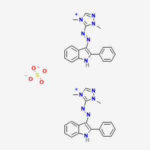 molecular formula C36H34N12O4S B12689154 Bis(1,4-dimethyl-5-((2-phenyl-1H-indol-3-yl)azo)-1H-1,2,4-triazolium) sulphate CAS No. 84787-88-2