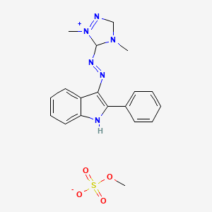 molecular formula C19H22N6O4S B12689159 1,4-Dimethyl-5-((2-phenyl-1H-indol-3-yl)azo)-1H-1,2,4-triazolium methyl sulphate CAS No. 52435-12-8