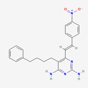 molecular formula C22H23N5O2 B12689180 2,4-Pyrimidinediamine, 6-((E)-2-(4-nitrophenyl)ethenyl)-5-(4-phenylbutyl)- CAS No. 17005-35-5