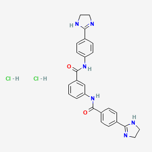molecular formula C26H26Cl2N6O2 B12689195 N,3'-Bibenzamide, 4-(2-imidazolin-2-yl)-N'-(p-2-imidazolin-2-ylphenyl) CAS No. 13608-72-5