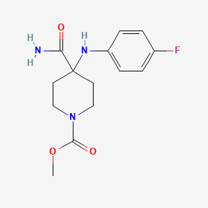 molecular formula C14H18FN3O3 B12689206 Methyl 4-(carbamoyl)-4-[(4-fluorophenyl)amino]piperidine-1-carboxylate CAS No. 85098-77-7