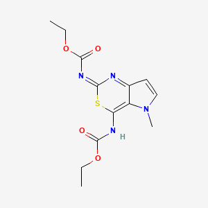 molecular formula C13H16N4O4S B12689253 Carbamic acid, (5-methylpyrrolo(3,2-d)(1,3)thiazin-2-yl-4-ylidene)bis-, diethyl ester CAS No. 77478-93-4